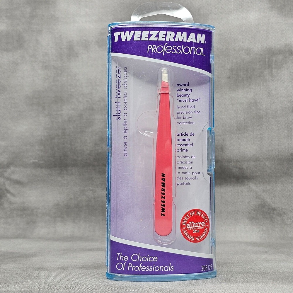 TWEEZERMAN Professional Slant Tweezer Pink #1230-CP for Comfort & Precision NEW‎
